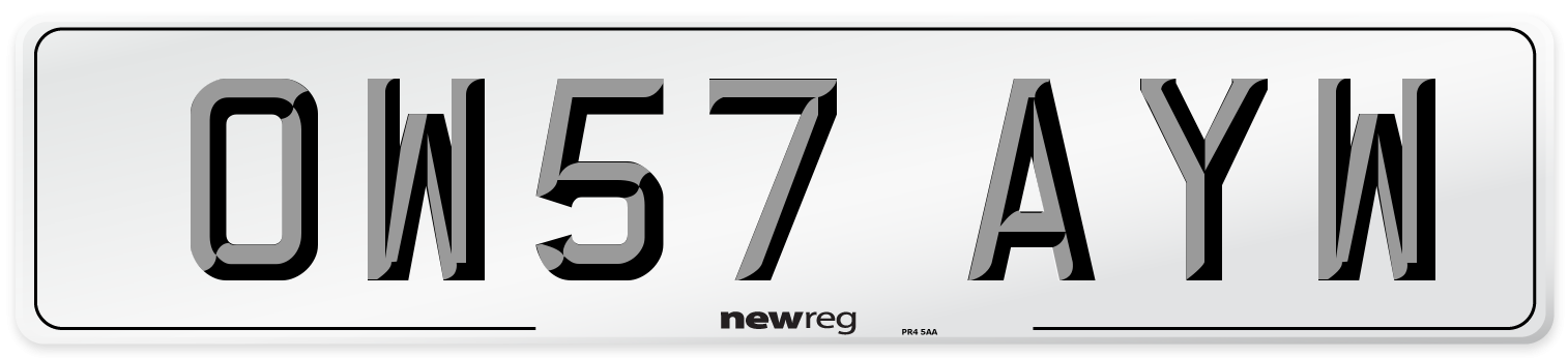OW57 AYW Number Plate from New Reg